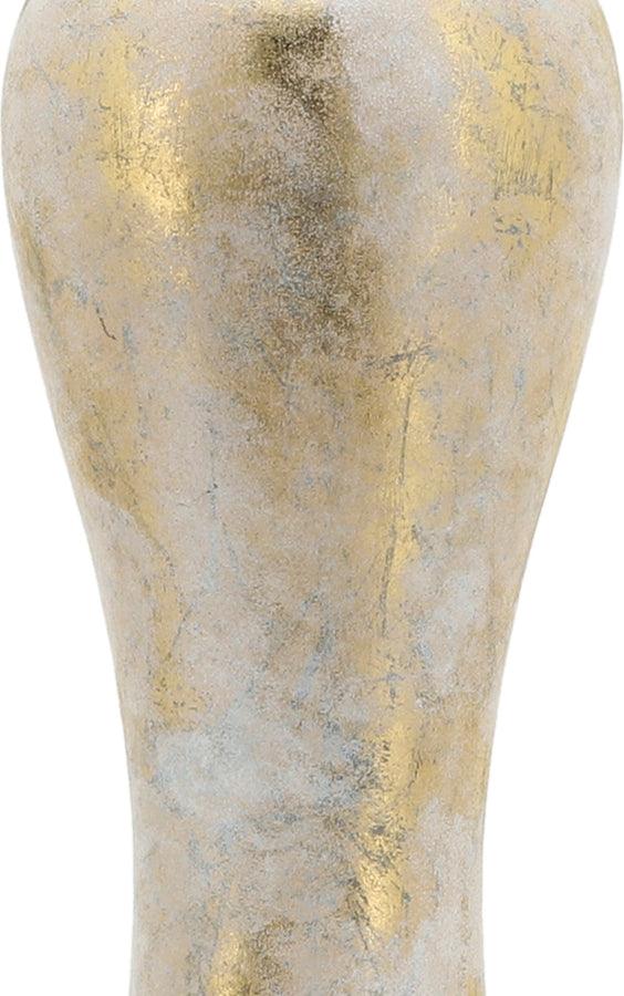 Sagebrook Home Vases - Glass 38"H Vase W/ Aluminum Top White & Gold