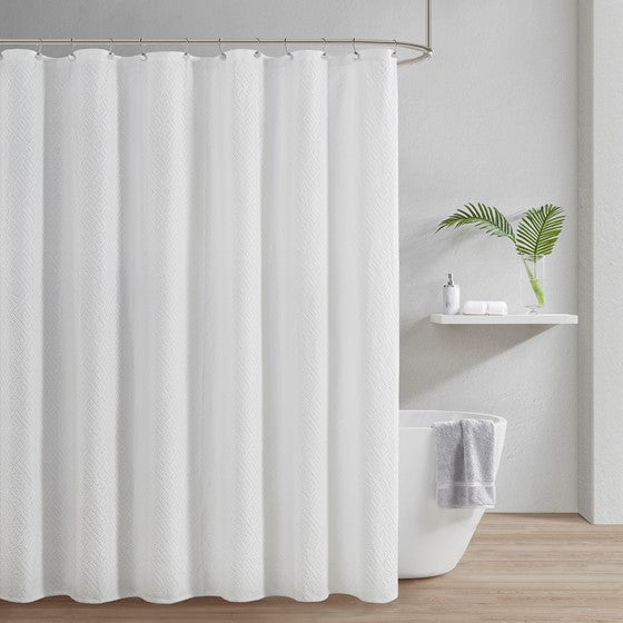 Olliix.com Shower Curtains - Matelasse Shower Curtain White