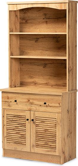 Wholesale Interiors Kitchen Storage & Organization - Agni Oak Brown Finished Wood Buffet and Hutch Kitchen Cabinet