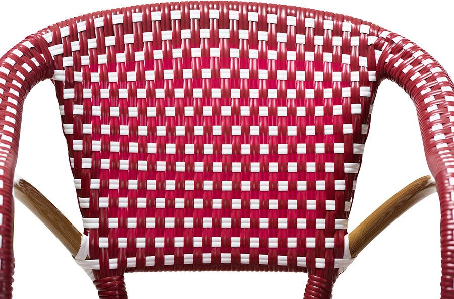 Wholesale Interiors Outdoor Dining Chairs - Eliane Indoor & Outdoor Red & White Bistro Dining Chair Set of 2