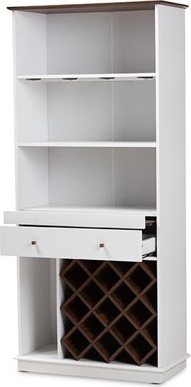 Wholesale Interiors Bar Units & Wine Cabinets - Serafino Modern and Oak Finished Wood Wine Cabinet White & Walnut Brown