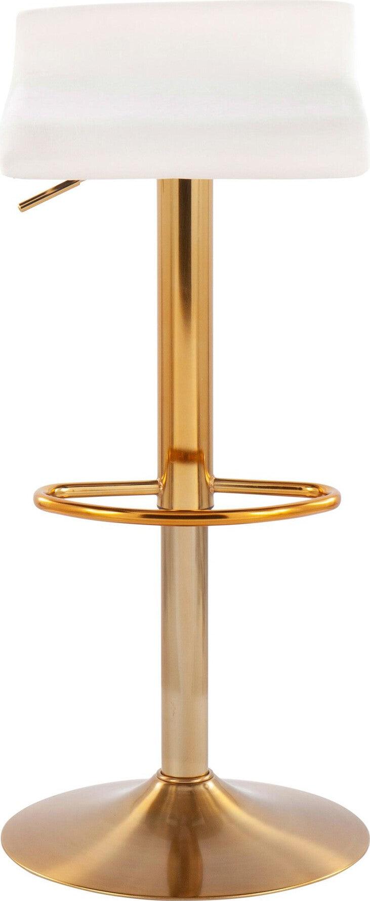 Lumisource Barstools - Ale Barstool (Set of 2) Gold Steel & Cream Velvet