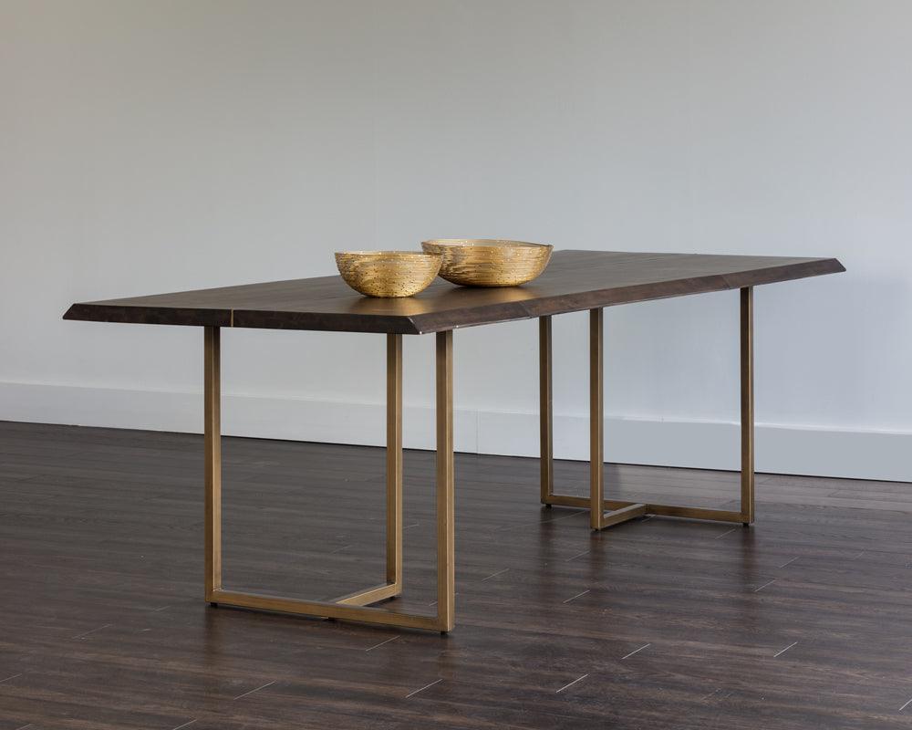 SUNPAN Dining Tables - Donnelly Dining Table - Antique Brass - Dark Mango - 95" Brown