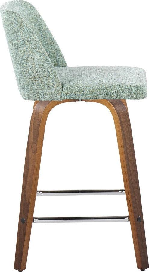 Lumisource Barstools - Toriano 24" Fixed Height Counter Stool In Walnut Wood Light Green (Set of 2)
