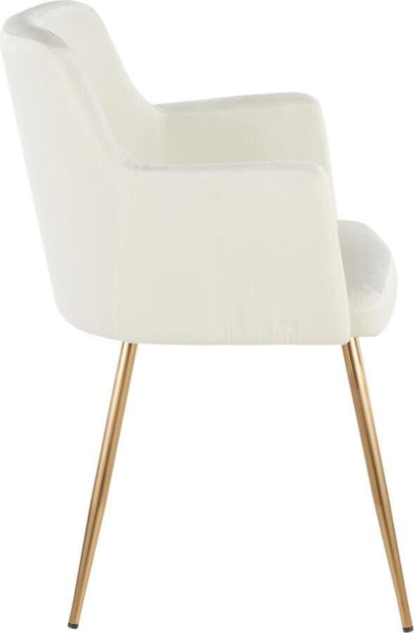 Lumisource Dining Chairs - Andrew Contemporary Dining/Accent Chair in Gold Metal and Cream Velvet - Set of 2