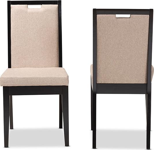 Wholesale Interiors Dining Chairs - Octavia Sand Fabric Upholstered and Dark Brown Finished Wood 2-Piece Dining Chair Set