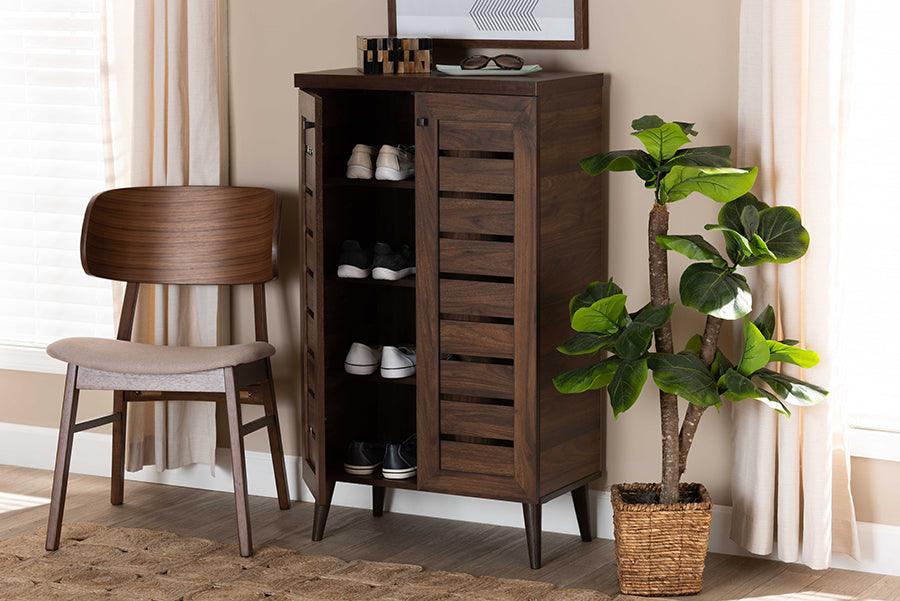 Wholesale Interiors Shoe Storage - Salma Walnut Brown Finished Wood 2-Door Shoe Storage Cabinet