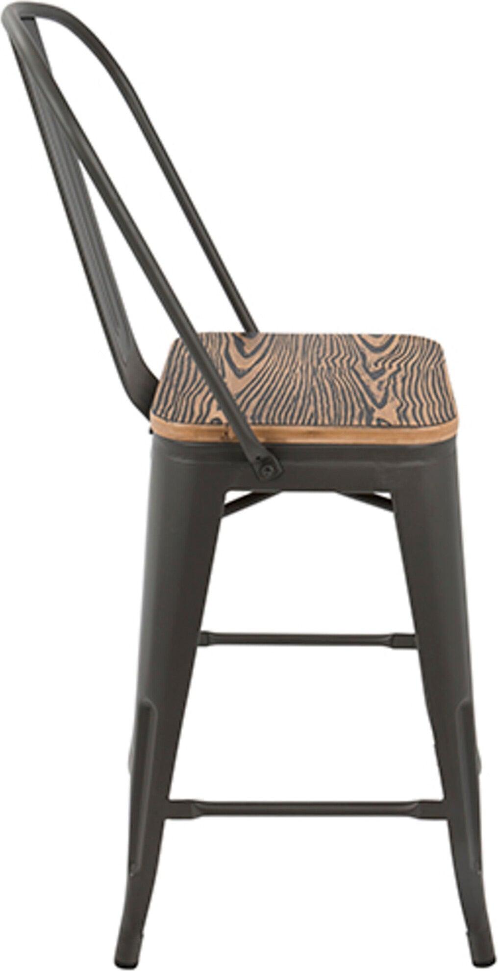 Lumisource Barstools - Oregon High Back Counter Stool Gray & Brown (Set of 2)