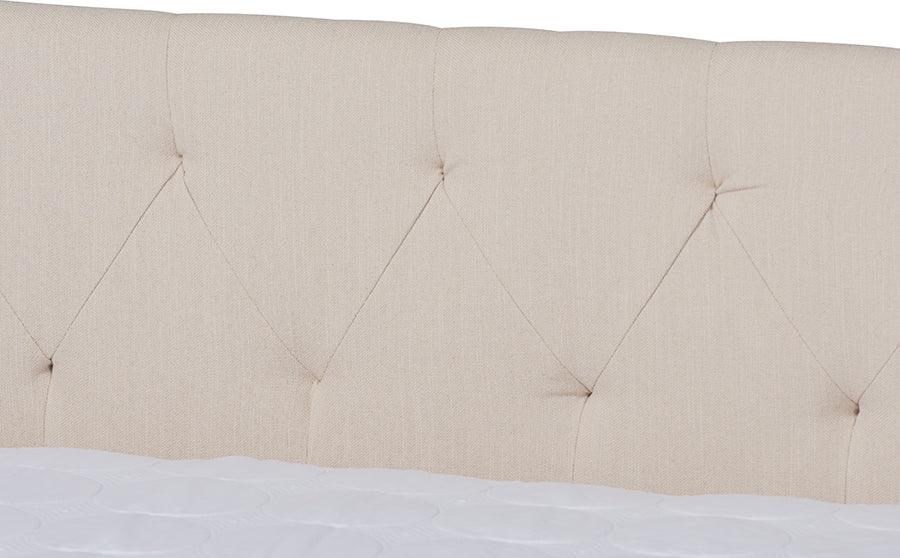 Wholesale Interiors Daybeds - Haylie Beige Fabric Upholstered Queen Size Daybed With Roll-Out Trundle Bed