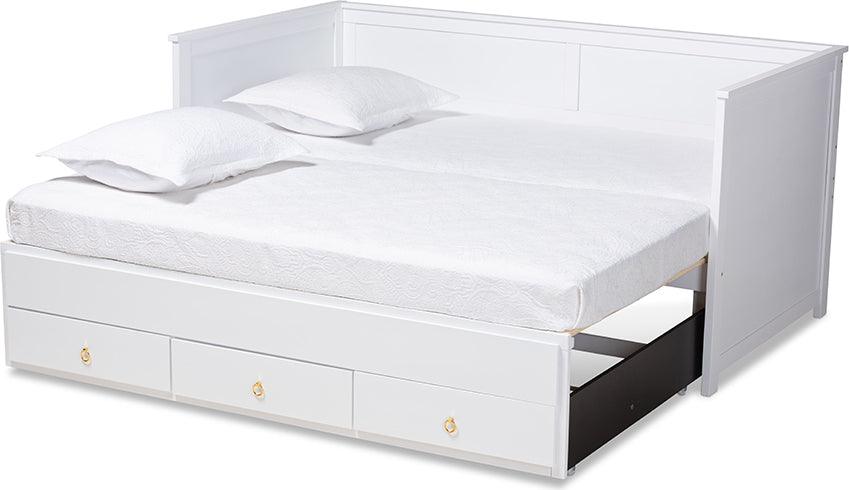 Wholesale Interiors Daybeds - Thomas White Finished Wood Expandable Twin Size To King Size Daybed With Storage Drawers