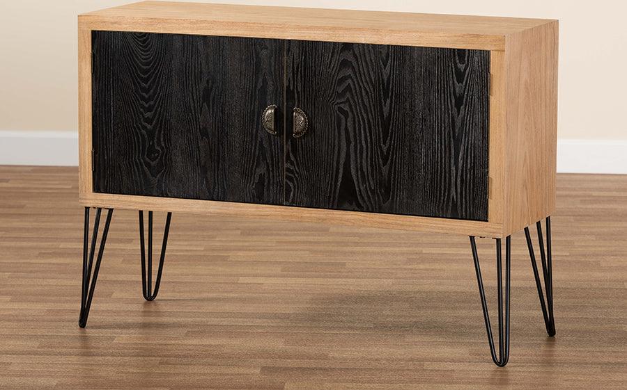 Wholesale Interiors Buffets & Cabinets - Denali Two-Tone Walnut Brown and Black Finished Wood and Metal Storage Cabinet