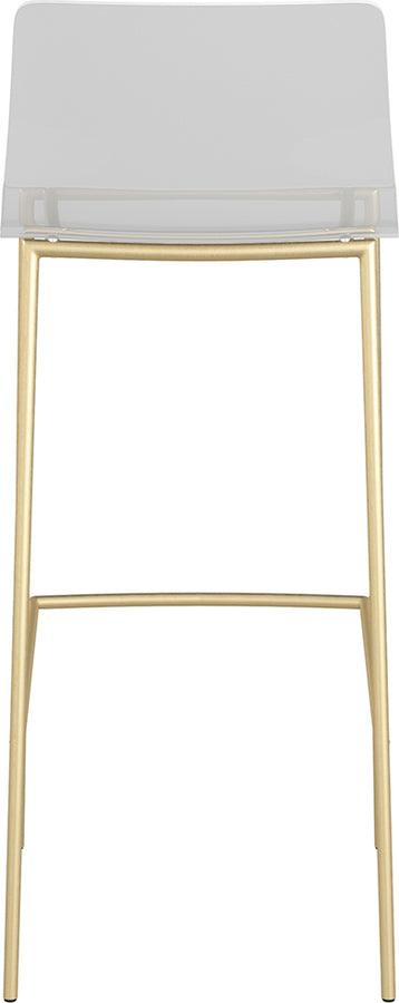 Euro Style Barstools - Cilla Bar Stool in Clear with Matte Brushed Gold Legs - Set of 2
