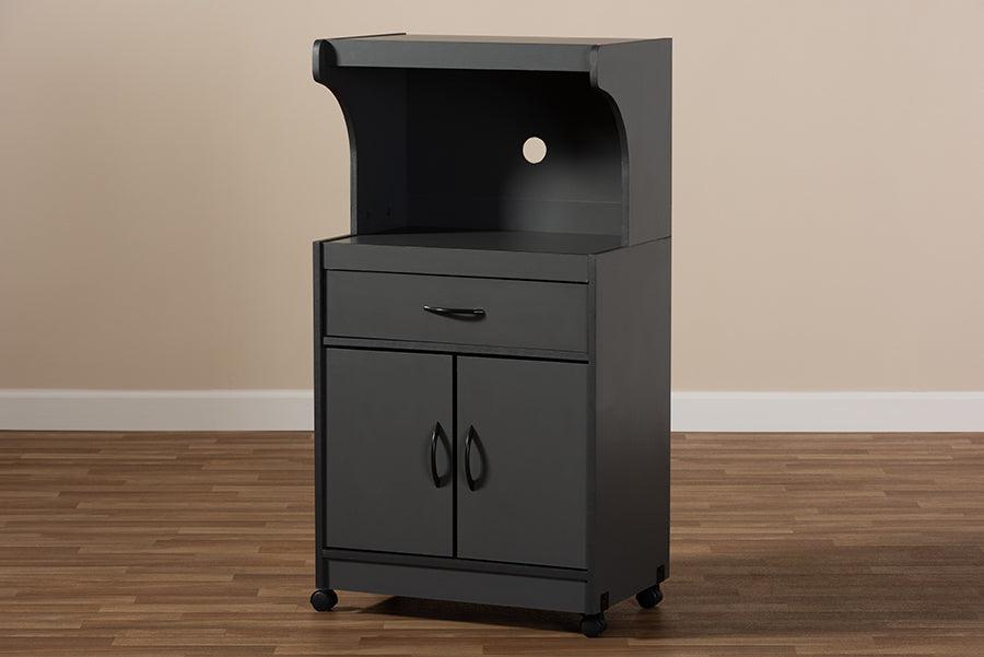 Wholesale Interiors Kitchen Storage & Organization - Tannis Modern and Contemporary Dark Grey Finished Kitchen Cabinet