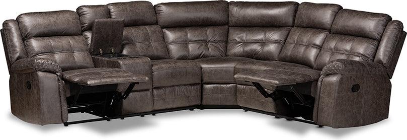 Wholesale Interiors Sectional Sofas - Vesa Grey 6-Piece Sectional Recliner Sofa with 2 Reclining Seats