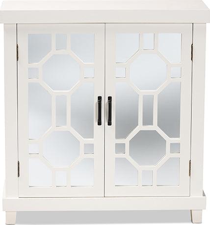 Wholesale Interiors Buffets & Sideboards - Carlena White Finished Wood and Mirrored Glass 2-Door Sideboard