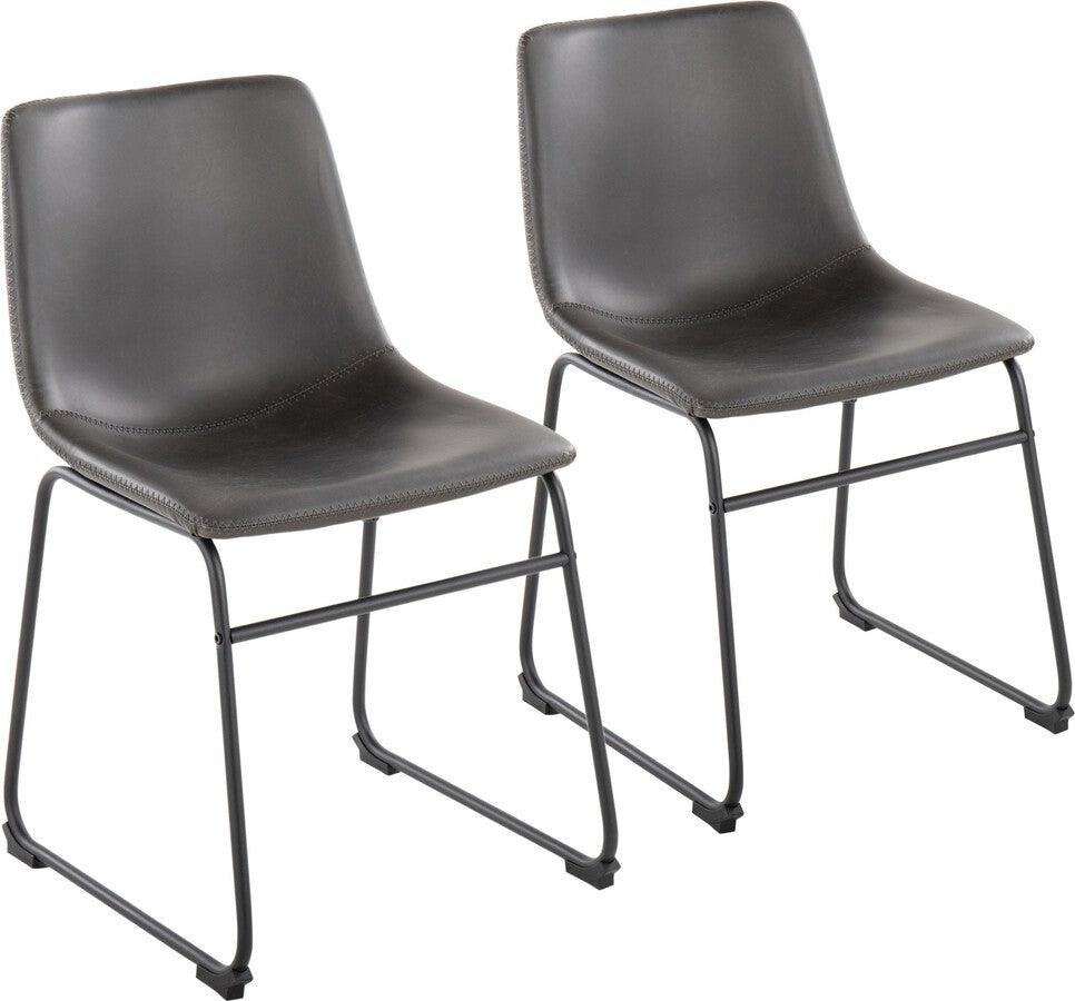 Lumisource Accent Chairs - Duke Industrial Side Chair In Black Steel & Grey Faux Leather (Set of 2)