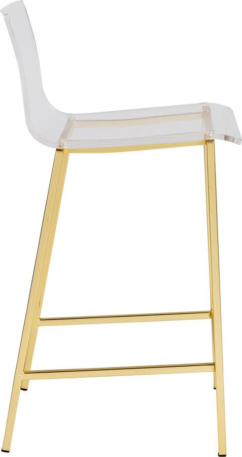 Euro Style Barstools - Chloe Counter Stool in Clear Acrylic with Matte Brushed Gold Legs - Set of 2