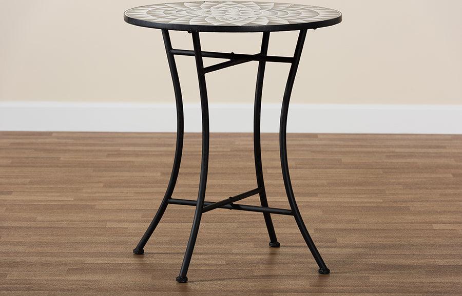 Wholesale Interiors Outdoor Dining Tables - Callison Black Finished Metal and Multi-Colored Glass Outdoor Dining Table