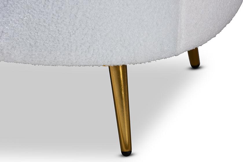Wholesale Interiors Accent Chairs - Urian White Boucle Upholstered and Gold Finished Metal Accent Chair