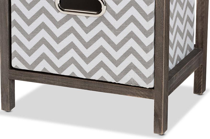 Wholesale Interiors Bedroom Organization - Jorah Modern Grey and White Fabric Greywashed Wood 4-Basket Tallboy Storage Unit