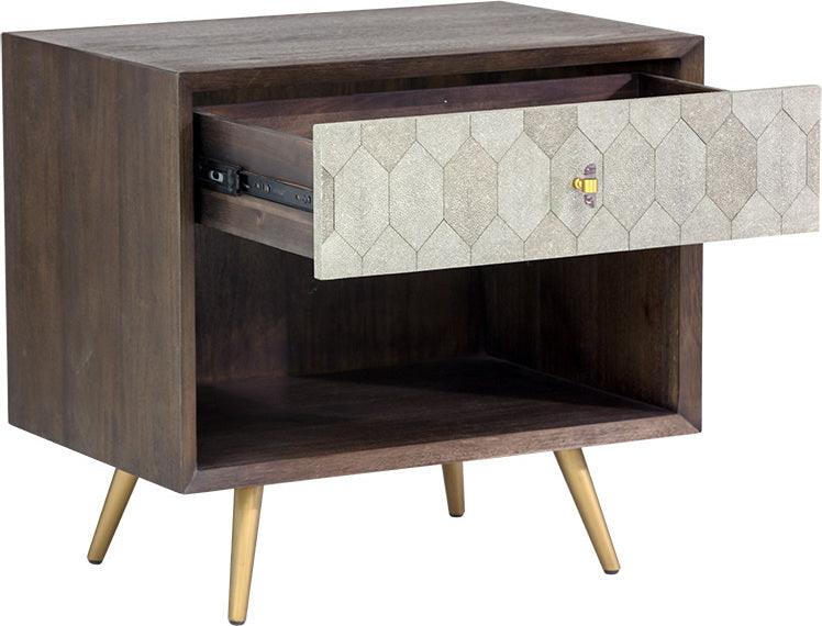 SUNPAN Nightstands & Side Tables - Aniston Nightstand - Dark Mango - Taupe Shagreen Taupe