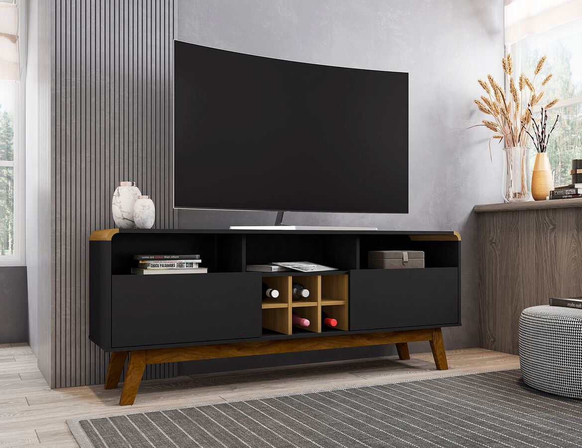 Manhattan Comfort TV & Media Units - Camberly 62.99 TV Stand in Matte Black and Cinnamon