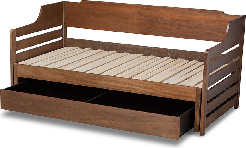 Wholesale Interiors Daybeds - Jameson Walnut Brown Finished Expandable Twin Size to King Size Daybed with Storage Drawer