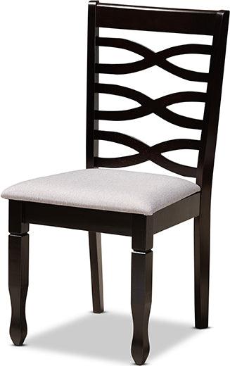 Wholesale Interiors Dining Sets - Lanier Grey Fabric Upholstered and Dark Brown Finished Wood 7-Piece Dining Set