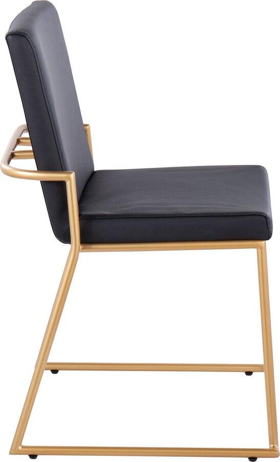 Lumisource Dining Chairs - Dutchess Contemporary Dining Chair In Gold Steel & Black Faux Leather (Set of 2)