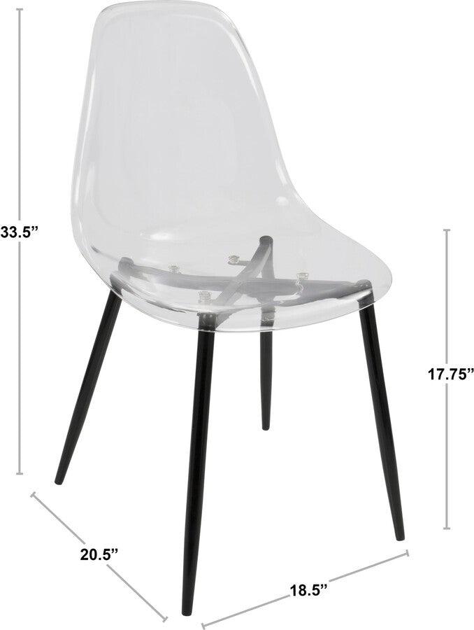 Lumisource Dining Chairs - Clara Mid-Century Modern Dining Chair in Black and Clear - Set of 2