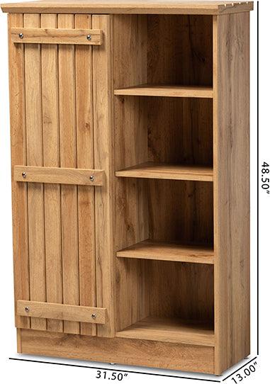 Wholesale Interiors Shoe Storage - Eren Modern and Contemporary Farmhouse Natural Oak Brown Finished Wood 1-Door Shoe Cabinet