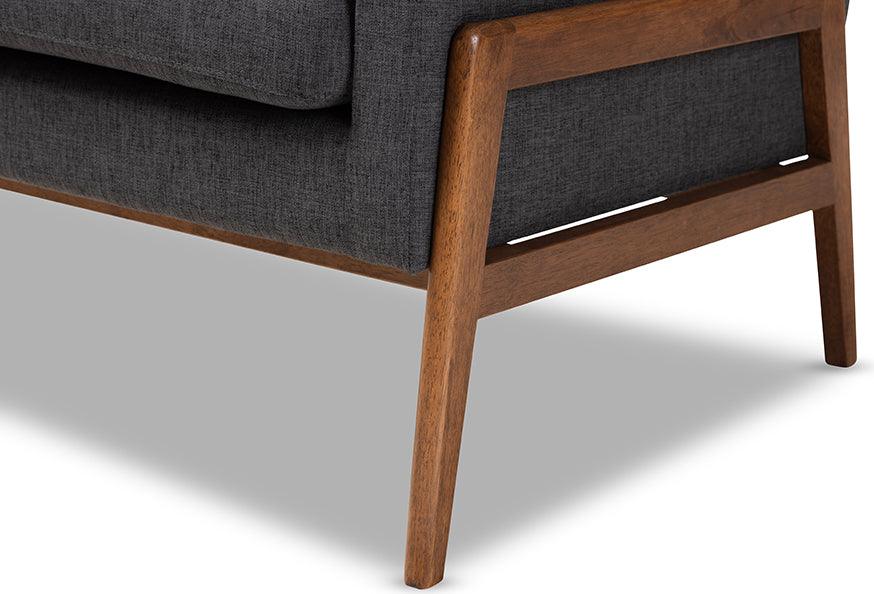 Wholesale Interiors Accent Chairs - Perris Mid-Century Modern Dark Gray Fabric Upholstered Walnut Wood Lounge Chair