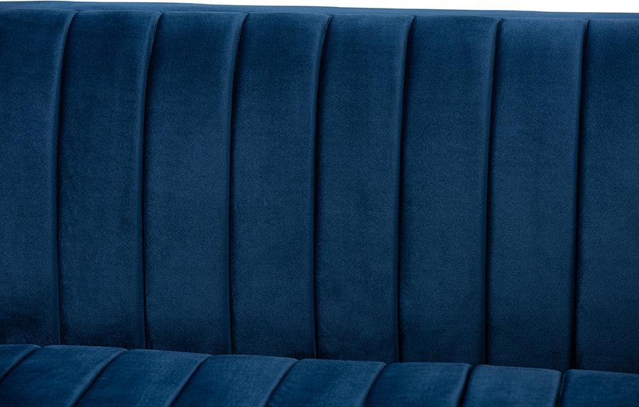 Wholesale Interiors Sofas & Couches - Aveline Glam And Luxe Navy Blue Velvet Fabric Upholstered Brushed Gold Finished Sofa