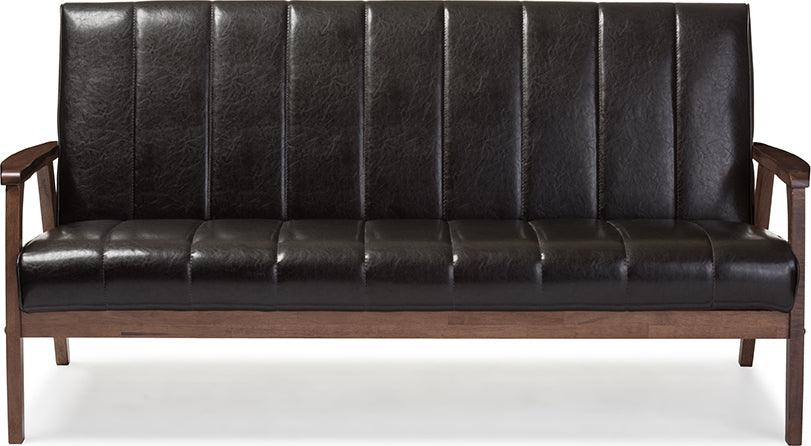 Wholesale Interiors Sofas & Couches - Nikko Faux Leather 3-Seater SofaDark Brown