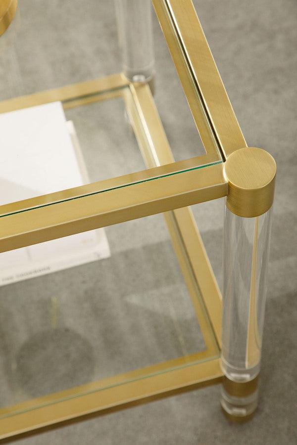 Essentials For Living Side & End Tables - Nouveau End Table Brushed Brass & Lucite & Clear Glass