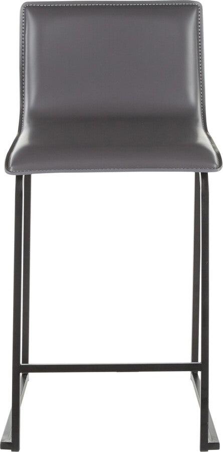 Lumisource Barstools - Mara 26" Contemporary Counter Stool in Black Metal and Grey Faux Leather - Set of 2
