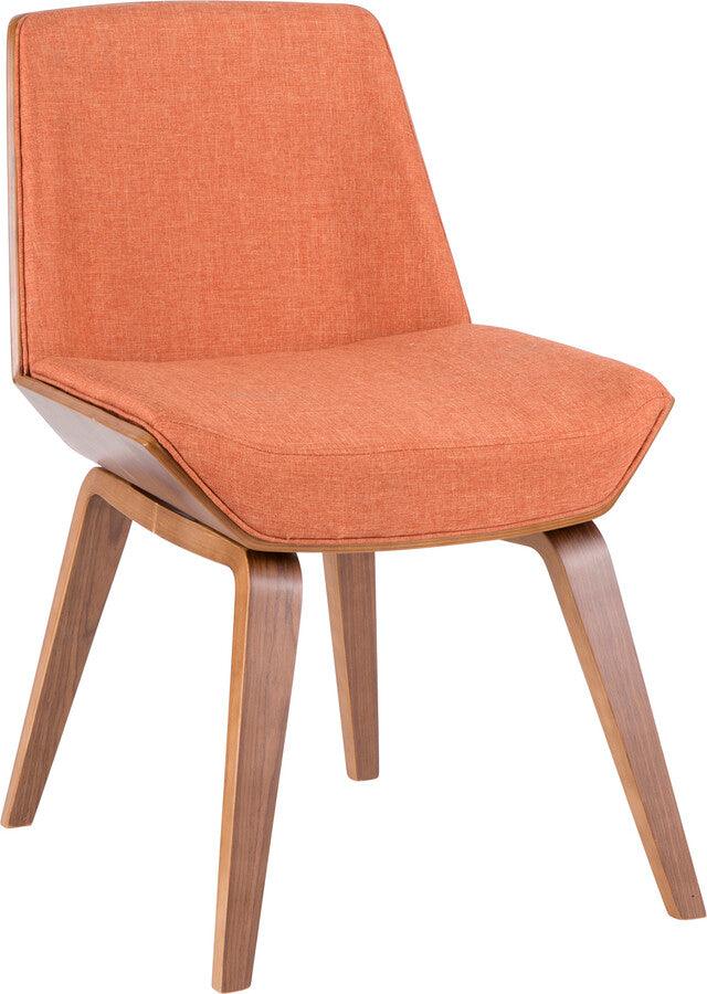 Lumisource Accent Chairs - Corazza Mid-century Modern Dining/Accent Chair in Walnut and Orange