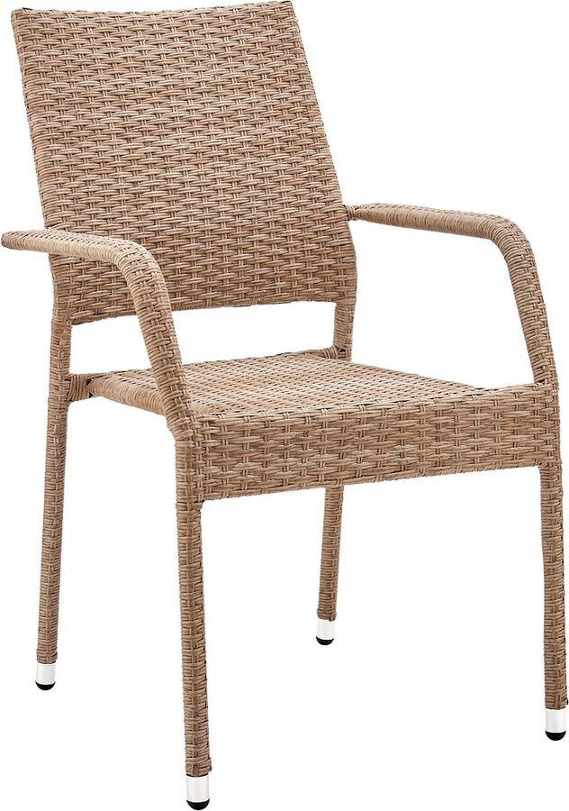 Manhattan Comfort Outdoor Dining Chairs - Genoa Patio Dining Armchair in Nature Tan Weave