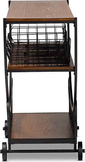 Wholesale Interiors Consoles - Frieda Walnut Brown Wood & Black Finished Metal Console Cart