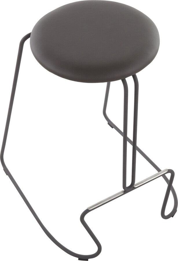Lumisource Barstools - Finn Contemporary Counter Stool in Grey Steel and Grey Faux Leather - Set of 2