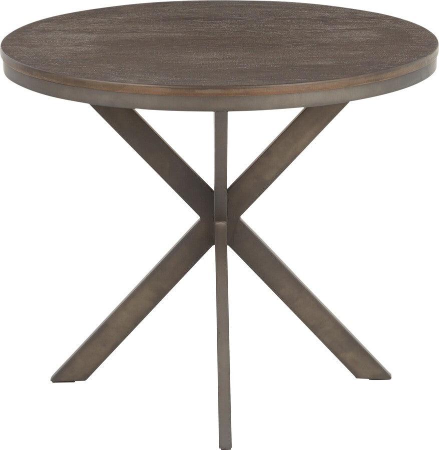 Lumisource Dining Tables - X Pedestal Industrial Dinette Table with Antique Metal and Espresso Bamboo