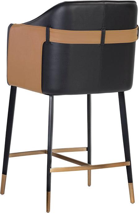 SUNPAN Barstools - Carter Counter Stool - Napa Black / Napa Cognac