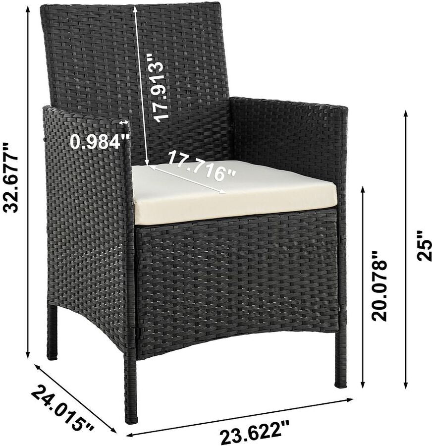 Manhattan Comfort Outdoor Conversation Sets - Imperia Patio 2- Person Seating Group with End Table with Cream Cushions