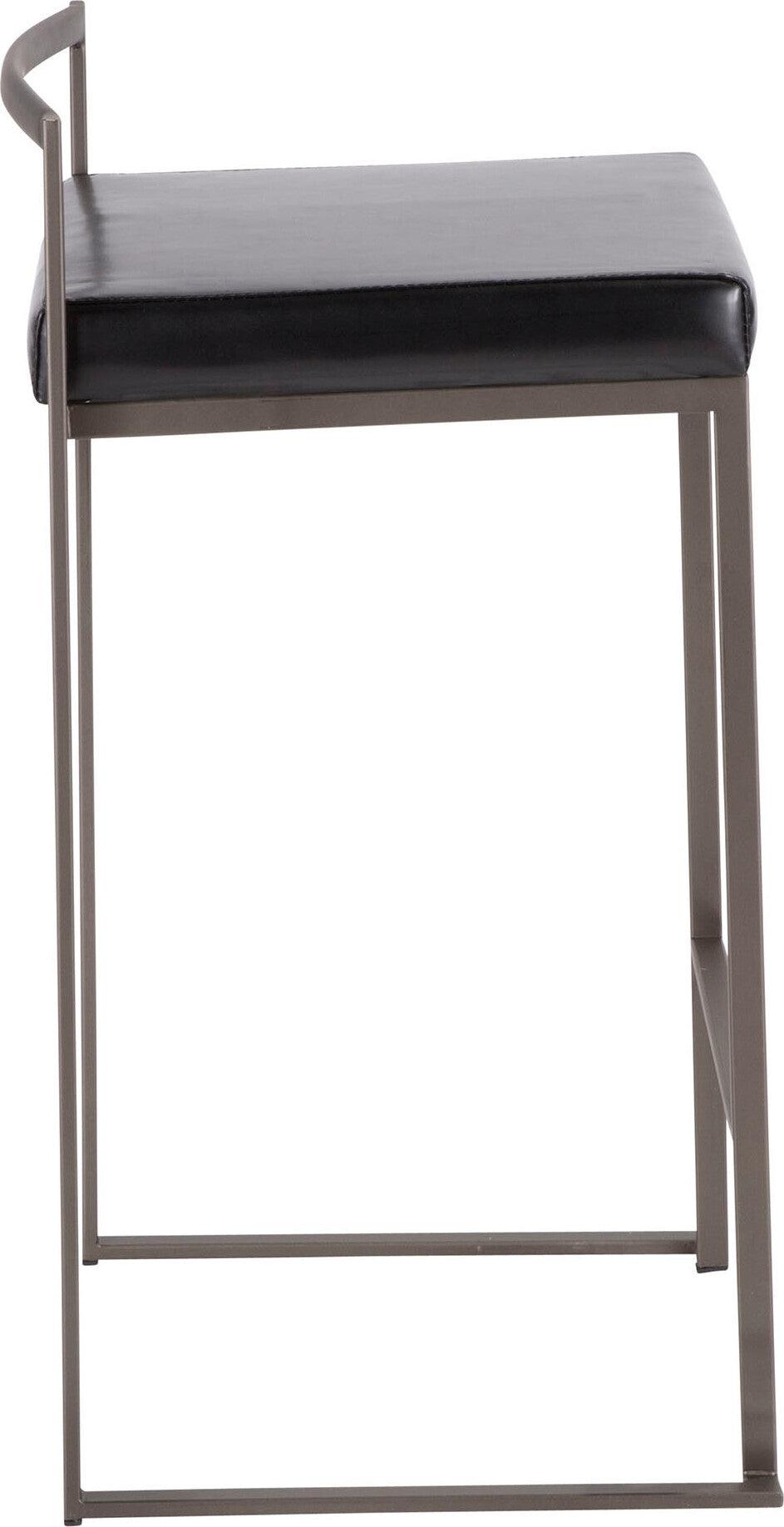Lumisource Barstools - Fuji Stacker Counter Stool Antique & Black (Set of 2)