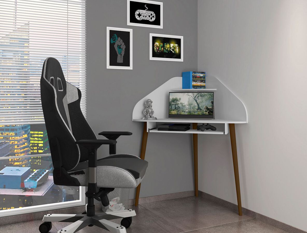 Manhattan Comfort Desks - Bradley 4-Piece Round Sectional Cubicle Desk White