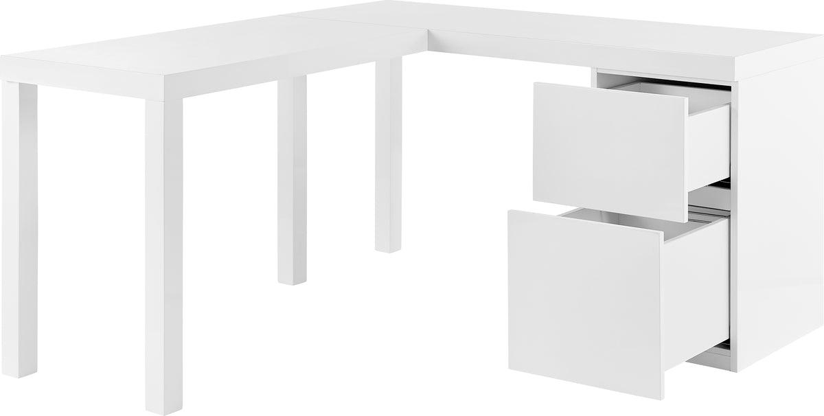 Euro Style Desks - Tresero L-Desk in High Gloss White