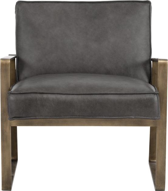 SUNPAN Accent Chairs - Kristoffer Lounge Chair Vintage Steel Gray Leather