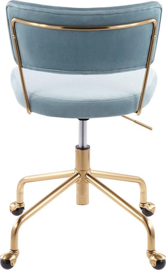 Lumisource Task Chairs - Tania Contemporary Task Chair in Gold Metal & Light Blue Velvet