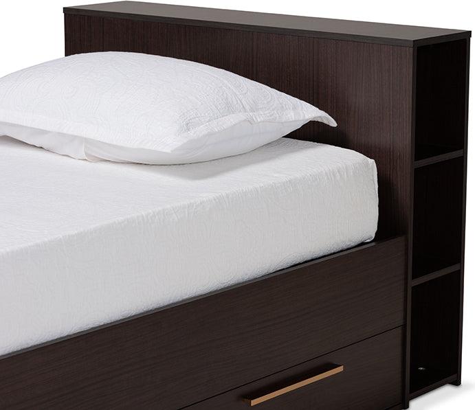 Wholesale Interiors Beds - Carlson Modern and Contemporary Brown Wood Twin Size 3-Drawer Platform Storage Bed