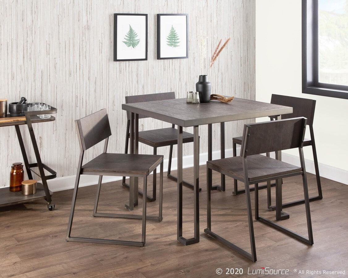 Lumisource Dining Tables - Roman Industrial Dinette Table in Antique Metal and Espresso Bamboo